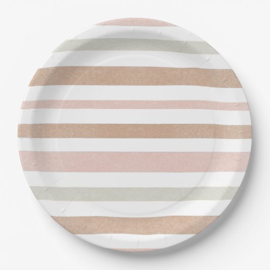  moderne Neutrale Stripes Papieren Bordje (Voorkant)