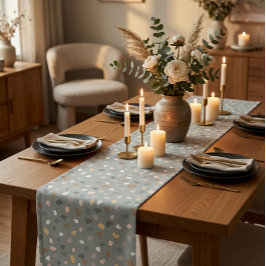 Moderne Neutrale Terrazzo Patroon Tafel Runner Korte Tafelloper
