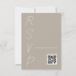 Moderne neutrale trouw-QR-code RSVP Kaartje