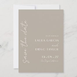 Moderne neutrale trouwdag save the date