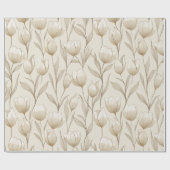 Moderne Neutrale Tulp Ivoor Bloemmotief Cadeaupapier (Vlak)