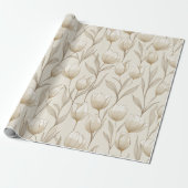 Moderne Neutrale Tulp Ivoor Bloemmotief Cadeaupapier (Uitgerold)