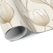 Moderne Neutrale Tulp Ivoor Bloemmotief Cadeaupapier (Rol Hoek)