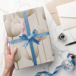 Moderne Neutrale Tulp Ivoor Bloemmotief Cadeaupapier