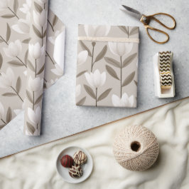 Moderne Neutrale Tulp Ivoor Bloemmotief Cadeaupapier