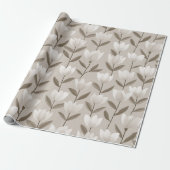 Moderne Neutrale Tulp Ivoor Bloemmotief Cadeaupapier (Uitgerold)