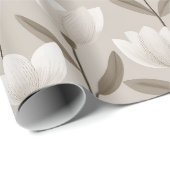 Moderne Neutrale Tulp Ivoor Bloemmotief Cadeaupapier (Rol Hoek)