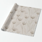 Moderne Neutrale Tulp Ivoor Bloempatroon Cadeaupapier (Uitgerold)