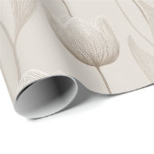 Moderne Neutrale Tulp Ivoor Bloempatroon Cadeaupapier (Rol Hoek)