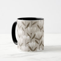 Moderne Neutrale Tulp Ivoor Bloempatroon