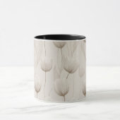 Moderne Neutrale Tulp Ivoor Bloempatroon Mok (Midden)