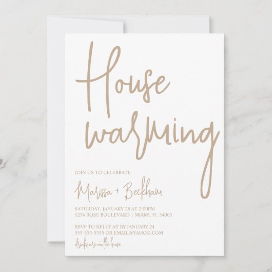 Moderne neutrale uitnodiging tot opwarming van de  (Voorkant)