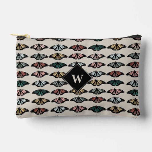 Moderne Neutrale Vlinders Tuin Patroon Monogram Etui (Voorkant)