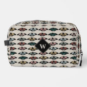 Moderne Neutrale Vlinders Tuin Patroon Monogram Toilettasje (Voorkant)