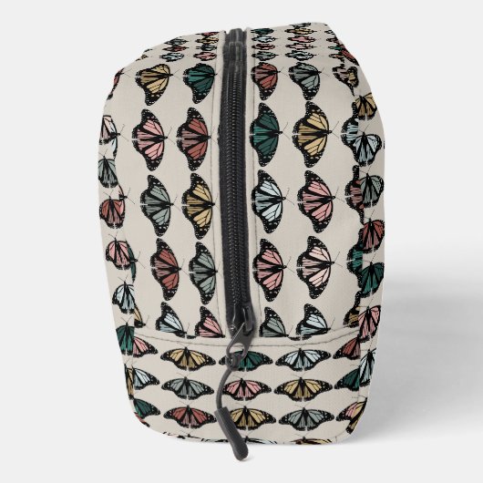 Moderne Neutrale Vlinders Tuin Patroon Monogram Toilettasje (Rechts)