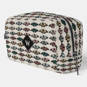 Moderne Neutrale Vlinders Tuin Patroon Monogram Toilettasje (Rechterhoek)