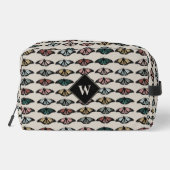 Moderne Neutrale Vlinders Tuin Patroon Monogram Toilettasje (Achterkant)