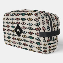 Moderne Neutrale Vlinders Tuin Patroon Monogram Toilettasje