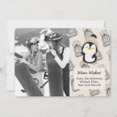 Moderne Neutrale Warmtewensen Pinguïn Foto Feestdagenkaart (Voorkant)