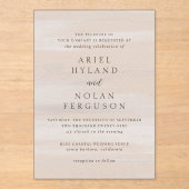 Moderne Neutrale Waterverf Elegant Huwelijk Acryl Uitnodigingen (Voorkant)