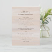 Moderne Neutrale Waterverf Elegant Huwelijk Menu (Staand voorkant)