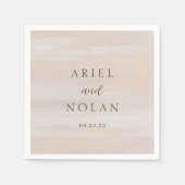 Moderne Neutrale Waterverf Elegant Huwelijk Servet (Voorkant)