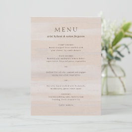 Moderne neutrale waterverf elegante trouwdag menu