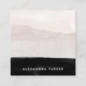 Moderne Neutrale Waterverf Was met zwart Vierkante Visitekaartje (Voorkant)