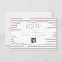 Moderne neutrale witte strepen bruiloft RSVP kaartje