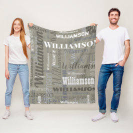 Moderne Neutrals Extra Lange Naam Herhalend Patroo Fleece Deken