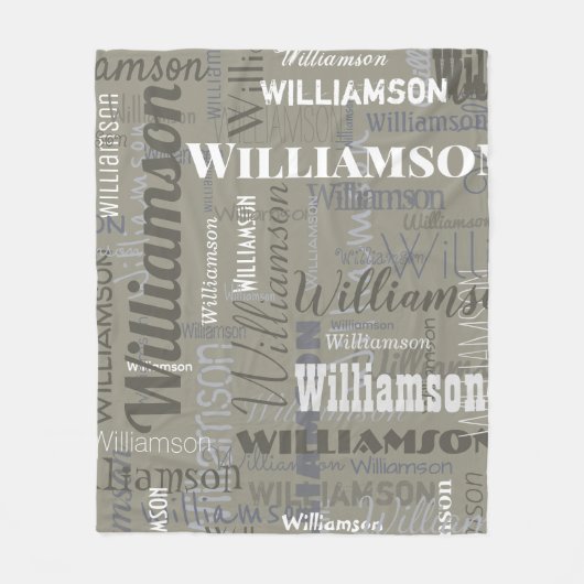 Moderne Neutrals Extra Lange Naam Herhalend Patroo Fleece Deken (Voorkant)