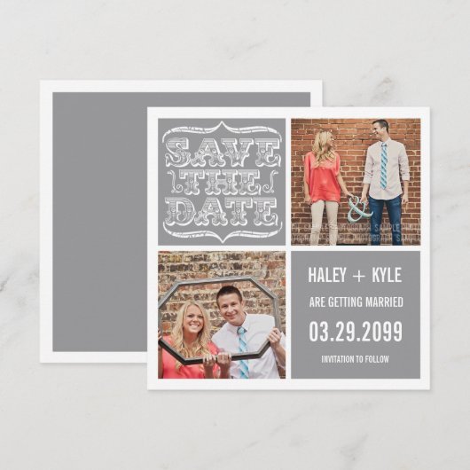 Moderne NEUTRALS Grijs sparen de Kaarten van de (Voorkant / Achterkant)