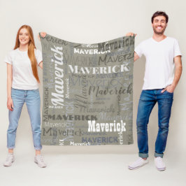 Moderne Neutrals Lange Naam Herhalend Patroon Fleece Deken