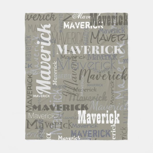 Moderne Neutrals Lange Naam Herhalend Patroon Fleece Deken (Voorkant)