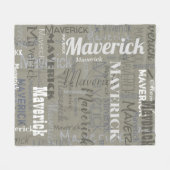 Moderne Neutrals Lange Naam Herhalend Patroon Fleece Deken (Voorkant (Horizontaal))