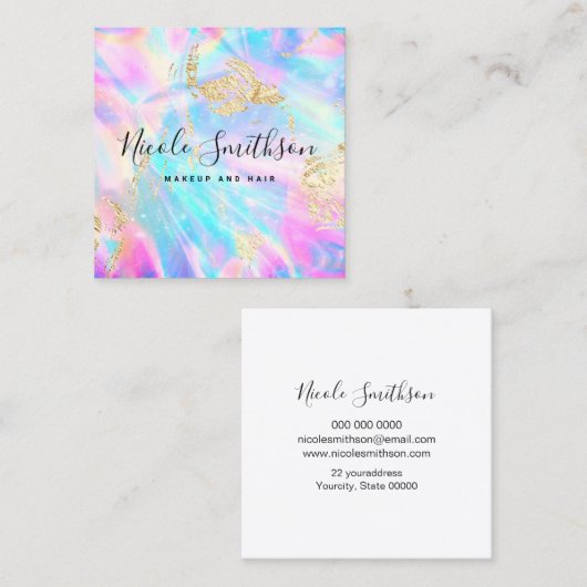 moderne new-holographic design vierkante visitekaartje (Voorkant / Achterkant)