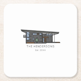 Moderne New Home Housewarming Party Kartonnen Onderzetters