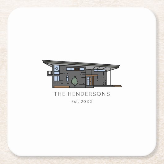 Moderne New Home Housewarming Party Kartonnen Onderzetters (Voorkant)