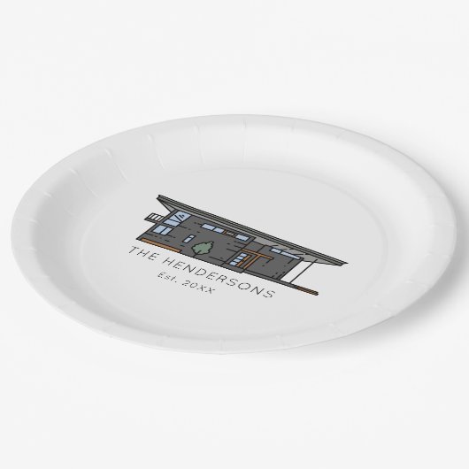 Moderne New Home Housewarming Party Papieren Bordje (Gekanteld)