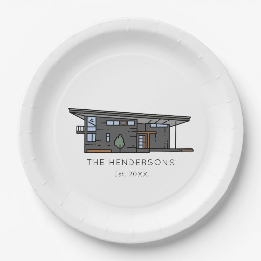 Moderne New Home Housewarming Party Papieren Bordje (Voorkant)