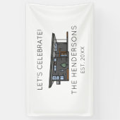 Moderne New Home Housewarming Party Spandoek (Verticaal)