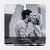 Moderne New York City Skyline Doodle Foto & Tekst Metalen Ornament (Achterkant)