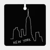 Moderne New York City Skyline Doodle Foto & Tekst Metalen Ornament (Voorkant)