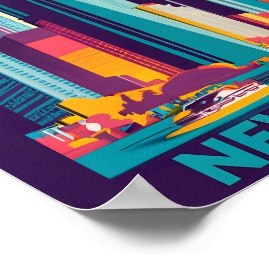 Moderne New York Landschap Vlakke Vector Kunst Poster (Hoek)