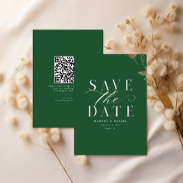 Moderne niet foto Bewaar de datum Groene QR-code Save The Date