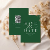Moderne niet foto Bewaar de datum Groene QR-code Save The Date