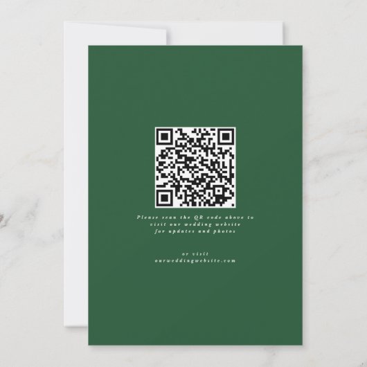 Moderne niet foto Bewaar de datum Groene QR-code Save The Date (Achterkant)