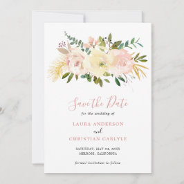 Moderne niet foto Blush Roze Bloemen Elegante Brui Save The Date