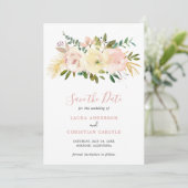 Moderne niet foto Blush Roze Bloemen Elegante Brui Save The Date (Staand voorkant)