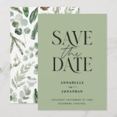 Moderne niet-foto elegante waterverf botanische sa save the date (Voorkant / Achterkant)